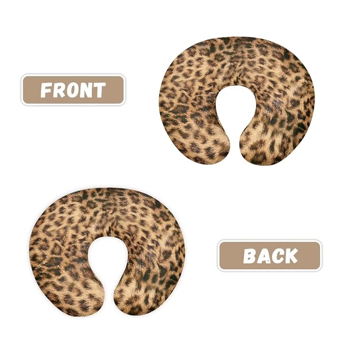 Leopard Print Brown Breast Feeding Pillow Covers with Hidden Zipper Stain Resistant Skin-Friendly Cover for Boys Girls Newborn Nursing Pillow Case for Home Sofa Decor