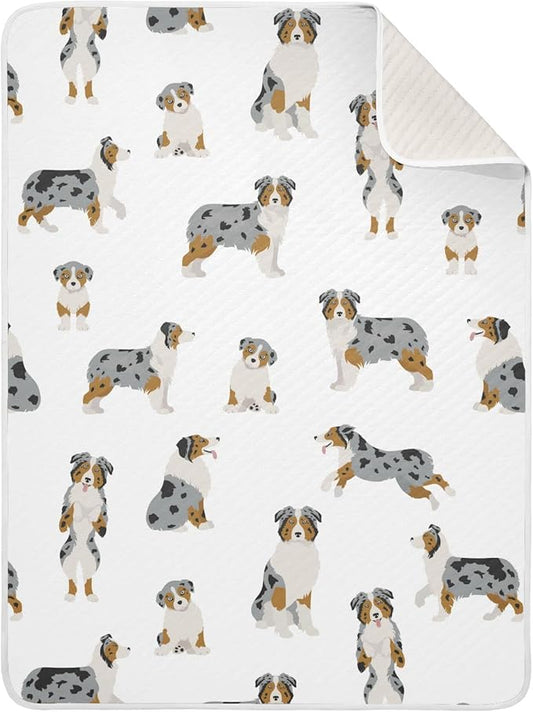 Ollabaky Australian Shepherd Dog Baby Blanket for Boys Girls Cotton Throw Blanket Swaddle Blanket for Crib Stroller Nursery Receiving Blanket Infant Toddler Unisex 30"x40"