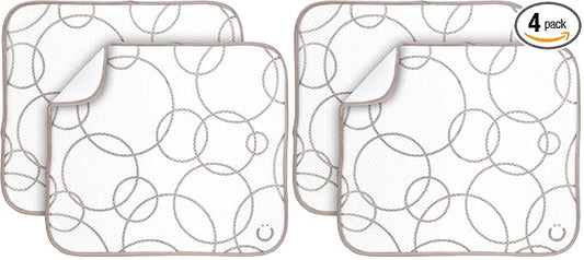 Ubbi Taupe Microfiber Dish Drying Mat, Baby Bottle Drying Mat, Kitchen Counter Dish Mat, Pack of 4