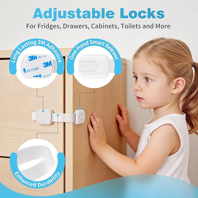 Inaya Baby Proofing Kit - Child Safety Hidden Locks for Cabinets & Drawers, Anti-tip Straps, Door Lever Locks and Outlet Covers - Baby Proof Pack to Keep Your Child Safe at Home