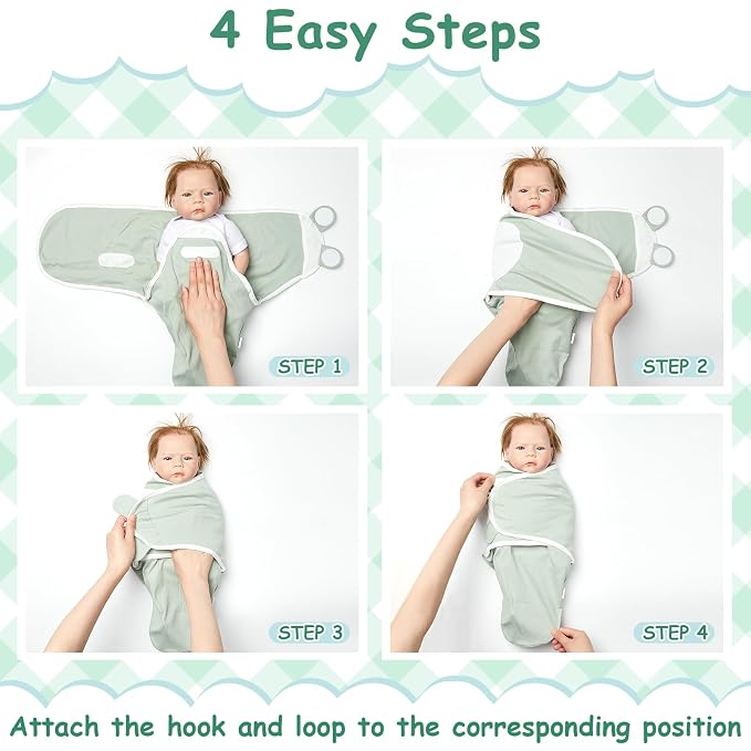 Ramede 6 Pack Swaddle Blanket with Hats for Baby Girl Boy 100% Cotton Swaddles 0-3 Months, Adjustable Breathable Skin Friendly Receiving Blanket Wrap, Essential for Newborns(Alpaca,Green)