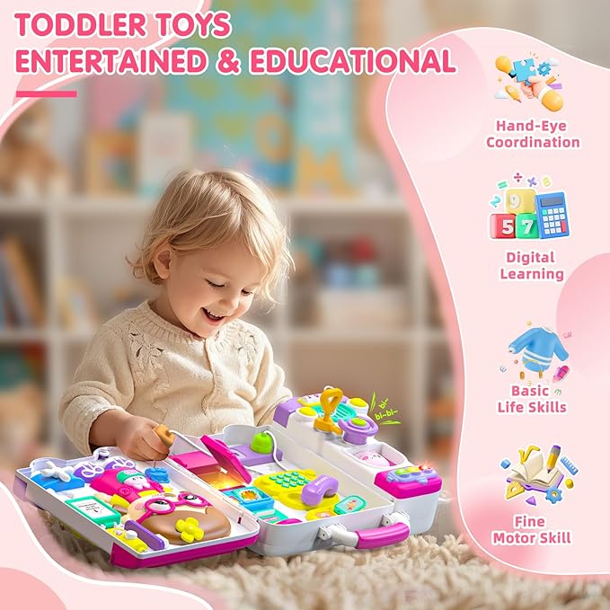 Baby Busy Board for 1-2 Year Old Boy Girl Gift,Musical Toddler Toys for 1+ Year Old,Early Educational Toy for Toddlers 1-3,Birthday Gifts for 1+Year Old Girl, 1 2 Year Old Christmas Toys Gifts