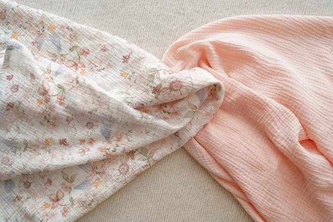 2 Pack Baby Muslin Baby Swaddle Blanket Watercolor Flower Print, Cotton 47x47inch Neutral Receiving Blanket Receiving Swaddlinget for Boys & Girls (Watercolor Flower)
