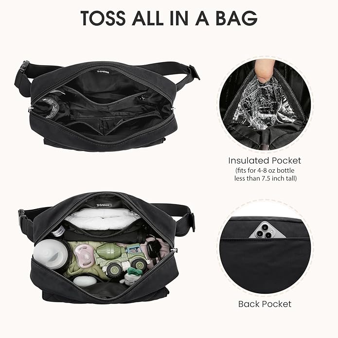 G4Free Small Diaper Bag for Baby Girl and Boy, Mini Sling Diaper Bag Fanny Pack with Portable Changing Pad