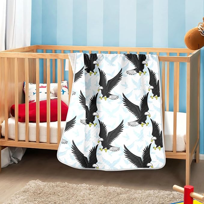 Ollabaky American Bald Eagle Baby Blanket for Boys Girls Cotton Throw Blanket Swaddle Blanket for Crib Stroller Nursery Receiving Blanket Infant Toddler Unisex 30"x40"