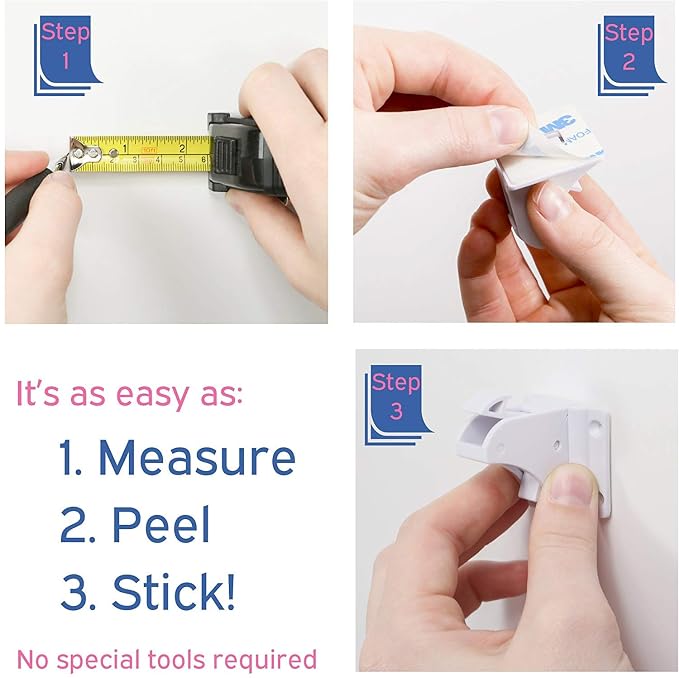 (8-Pack) Invisible Baby Safety Magnetic Latch Lock for Babyproofing Cabinets and Drawers, Easy No Tool DIY Installation, Universal, Adhesive