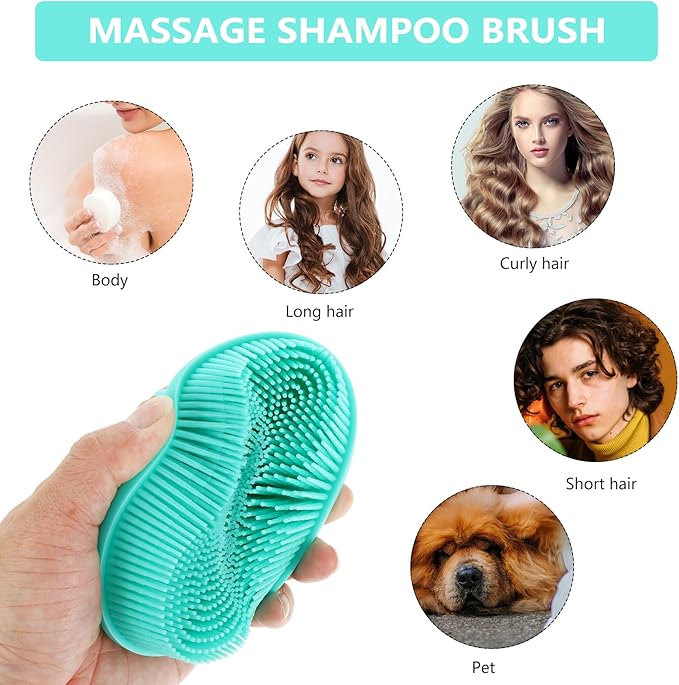 HEALLILY Silicone Body Bath Brush Cap Brush Soft Hair Massage Brush Hair Scalp Massager for Newborns Toddlers Kids Shower