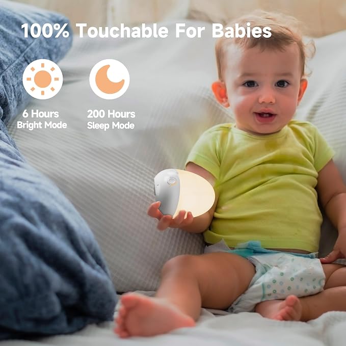 Night Light for Kids, Baby Night Light with Touch Control, Feeding Timer, 3 Color Temperatures. Dimmable and Rechargeable Kids Night Light Up to 200H. Gifts for Baby Nursery Toddler