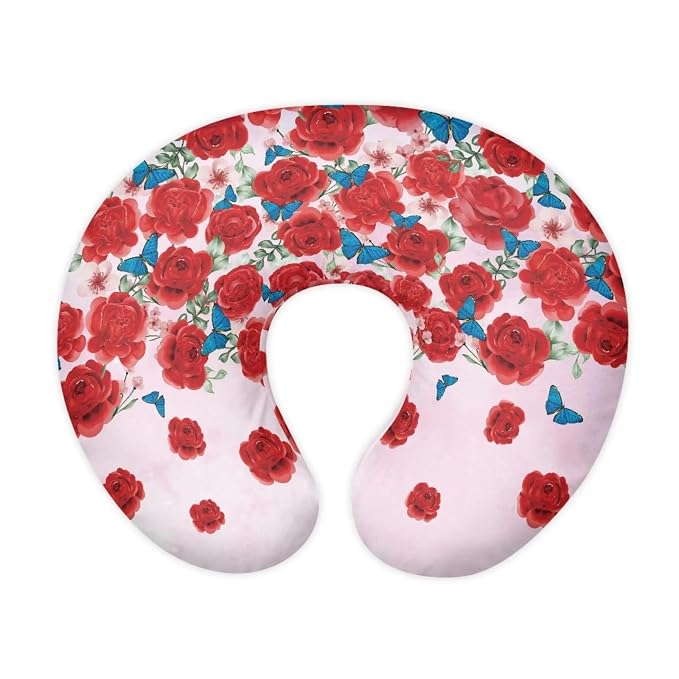 Rose Baby Nursing Pillow Cover for Newborn, Stretchy Replaceable Pillow Cover Slipcover U-Shaped Breastfeeding Pillowcase Cushion Cover