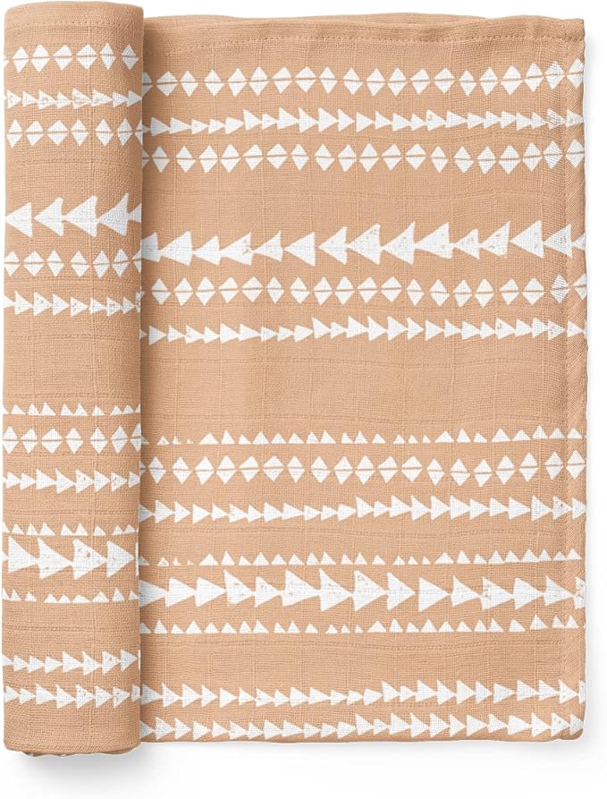 Mini Wander Swaddles for Newborns Muslin Swaddle Blankets - Breathable Soft Gender Neutral Receiving Blanket Baby Essentials | 47 x 47 Cotton - (Terrain (Apricot)