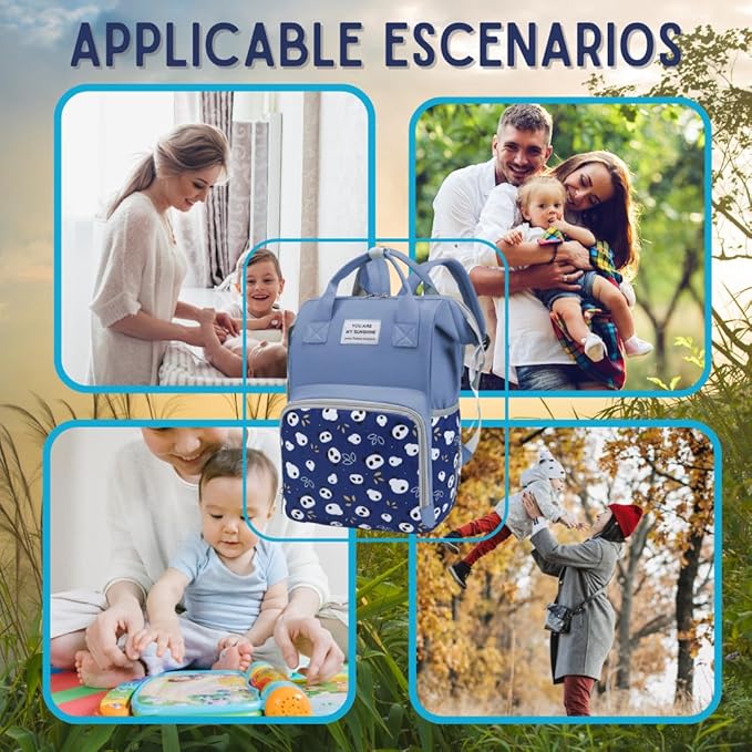 Small Diaper Bag Backpack for Baby Boy with Insulated Pockets, Stroller Straps. Blue Baby Bag for Mom Dad.