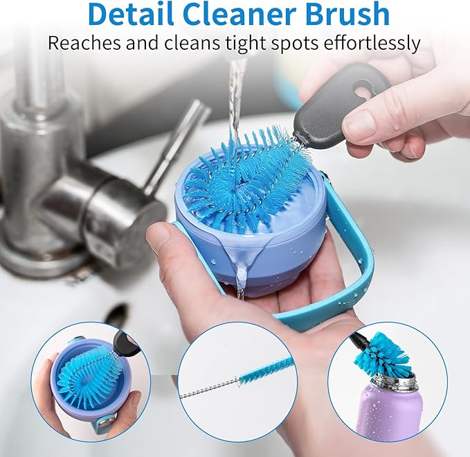 RAYMYLO Bottle Brush Cleaner with Straw Brush, 3-in-1 Long Handle Water Bottle Cleaner Brush Set, Cleaning for Narrow Neck Bottles, Sport Bottles, Baby Bottles, Tumblers Mugs, Straw Lids and Straws