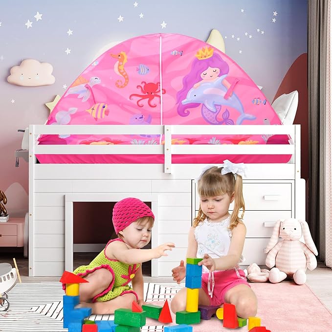 Kid Bed Tent -Twin Play Tent Dream Playhouse for Bedroom Decor Indoor Games Twin Size Bed Canopy by CRAWLBO