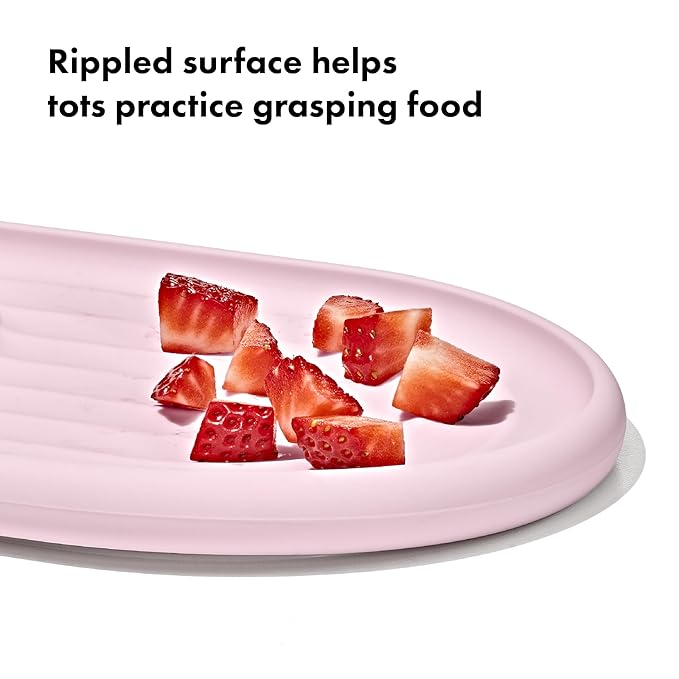OXO Tot Textured Suction Plate & Spoons Set, Baby Led Weaning Supplies
