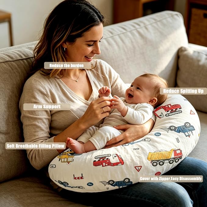 Nursing Pillow Breastfeeding Pillow Removable cover Machine washable | Conforming to ergonomic design. Detachable cover. Machine washable. Breathable fabric.Arm fatigue free Soft supportive fill