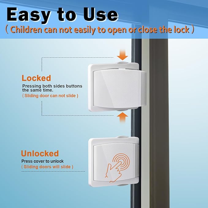 Sliding Door Lock, 6 Pack Child Safety Sliding Glass Door Lock for Sliding Glass Doors, Sliding Windows, Sliding Closet, etc. Easy to Installation Provides More Security for Your Baby and Pets