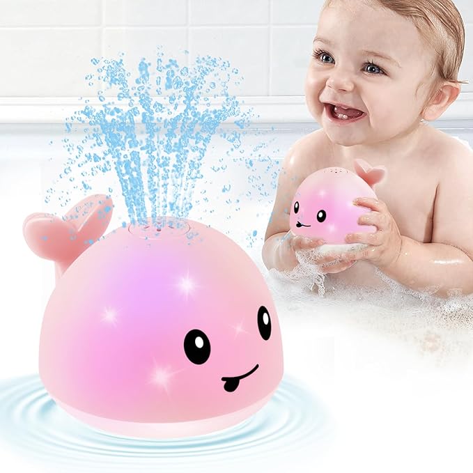 Gigilli Whale Bath Toy Sprinkler, Baby Bath Toys for Babies 6-12-18 Month Toddler Pool Water Toy, Light Up Bath Toys for Kids Ages 1-3, 1 Year Old Boy Girl Gift Infant Birthday Bathtub Water Table Toy