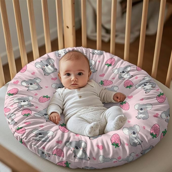 Strawberry Koala Boy Girl Gender Neutral Nursing Pillow Cover Baby Breastfeeding Slipcover Infant Newborn Nursery Bottle Pillowcase Feeding Cushion Cover (Pillow NOT Included)