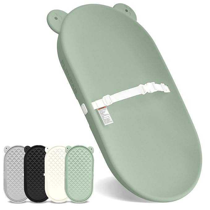 Baby Changing Pad, EVA Waterproof Non-Slip Changing Table Pad with Adjustable Strap for Dresser Changing Table Nursery, Portable Diaper Changing Pad, Green