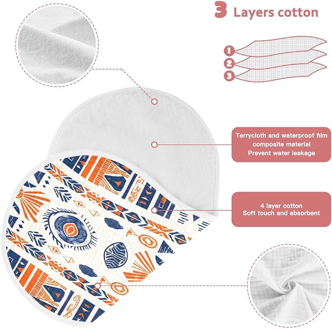 Native American Tribal Muslin Baby Burp Cloths - Super Absorbent and Soft Burping Rags - Cotton Burp Clothes Set for Boys and Girls, 2 Pack