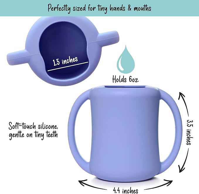 PrimaStella Silicone Baby & Toddler Training Cup with Handles (Periwinkle)