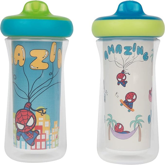 The First Years Marvel Insulated Sippy Cups - Spill Proof Insulated Toddler Cups with Bite-Resistant Hard Spout - 9 Ounces - 2 Count