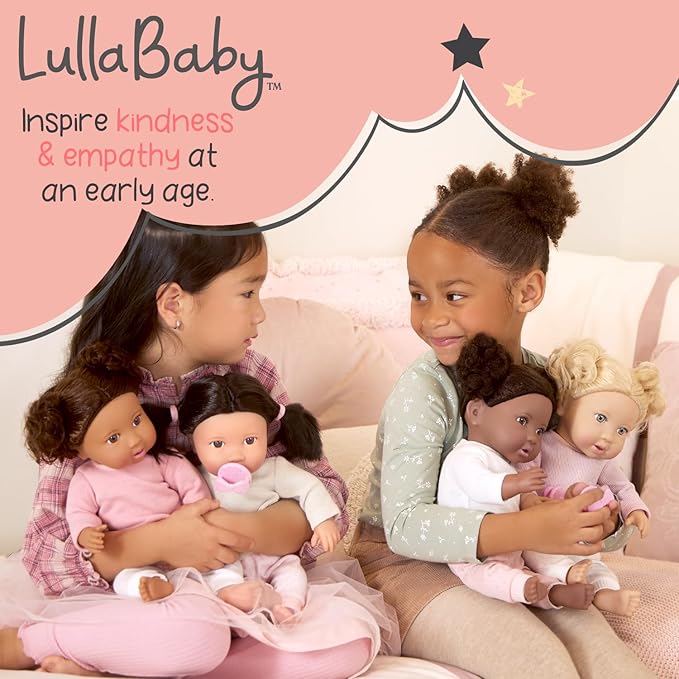 LullaBaby ??3 Pieces Set of Soft Plush Dolls for Real Water Play ??Carrying Basket with Cute Star Cutouts ??Pretend Play ??Tub Toys for Kids 2+ Years??Bath Yoy Bundle