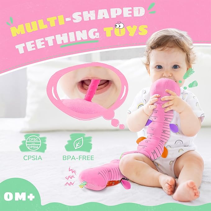 AWOTOY Baby Toys 6-12 Months Music Caterpillar,Stuffed Animals Infant Toys 0-3-6 Months,Baby Sensory Toys Tummy Time with Crinkle Rattle Teething Toys Boys Girls Gifts Birthday Easter Basket Stuffer