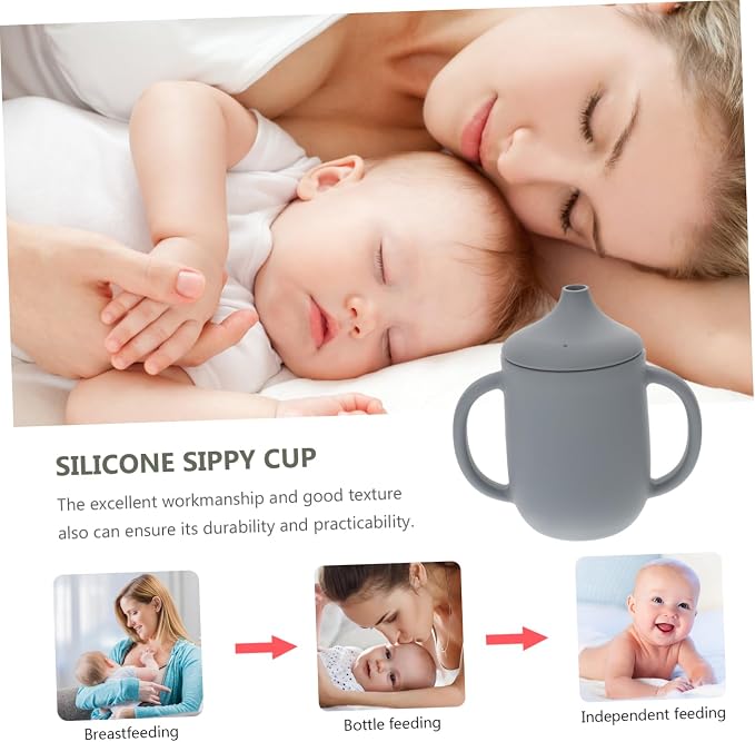 Silicone Sippy Cup for Durable Drop Straw Cup for Comfortable Grip Training Cup for Cold Hot Drinks for Independent Drinking Deep