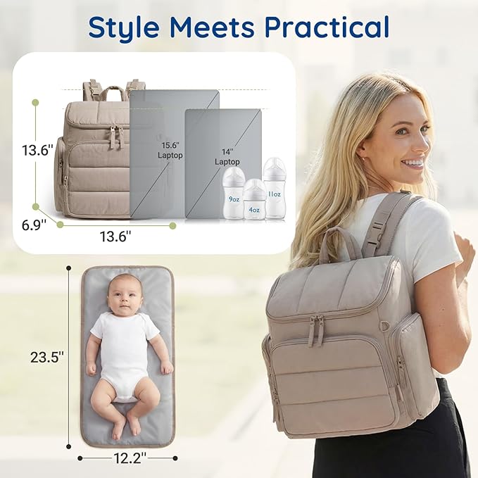 mommore Diaper Bag Backpack, Baby Bag with Waterproof Changing Pad and Stroller Straps for Toddler, Diaper Backpack for Mom Dads with Insulated Pockets & Pacifier Case, Travel Essential, Leopard