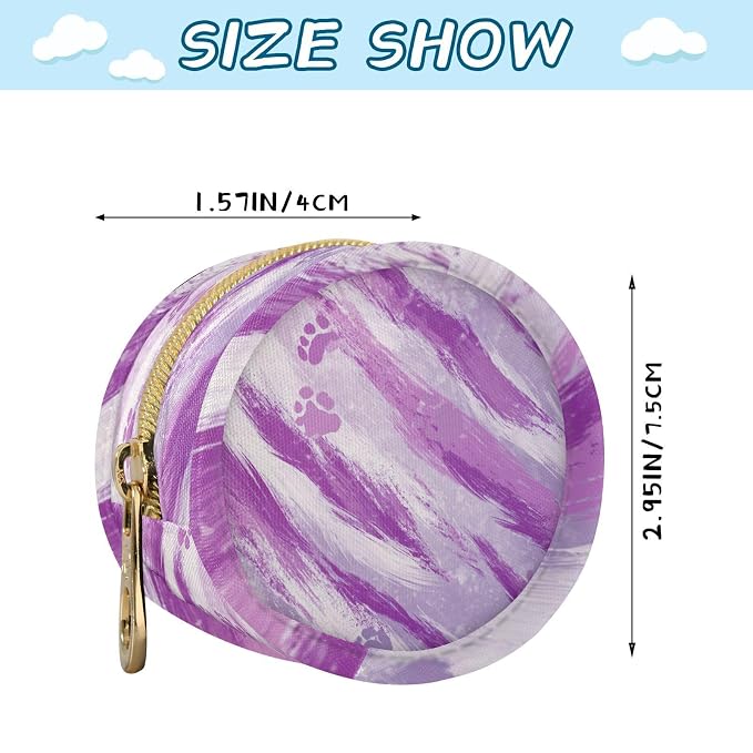 Pacifier Holder with Clip Pacifier Case for Diaper Bag Round Baby Pacifier Pouch Box Bag Portable Lavender Pawprints Stripes White Purple
