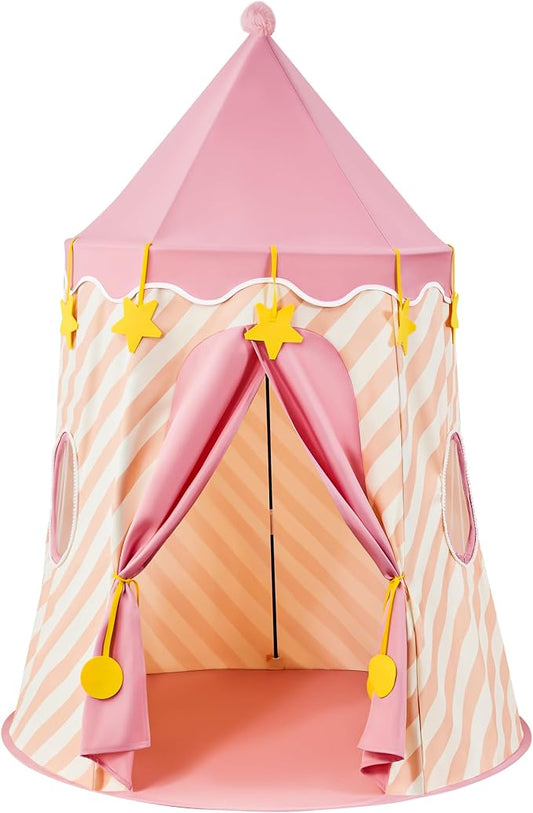 Hallo Deer Kids Play Tent, Princess Castle Pop Up Tent Kids with Star and Window, Portable Toddler Play Tent Indoor Outdoor, Playhouse Indoor Games for Boys & Girls Gifts (Strawberry Pink)