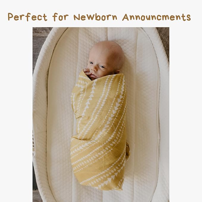 Mini Wander Swaddles for Newborns Muslin Swaddle Blankets - Breathable Soft Gender Neutral Receiving Blanket Baby Essentials | 47 x 47 Cotton - (Terrain (Citrus)