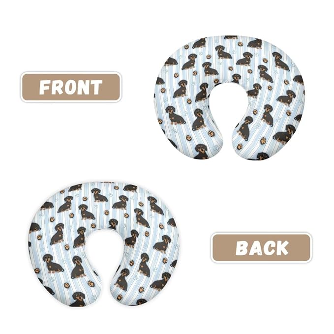 Jeiento Blue StripesNursing Pillow Case Cartoon Dachshund Dog Nursing Pillow Covers for Breastfeeding Elastic U-Shaped Feeding Pillow Covers Premium Quick-Dry Fabric Cover Slipcover,for Women Newborn