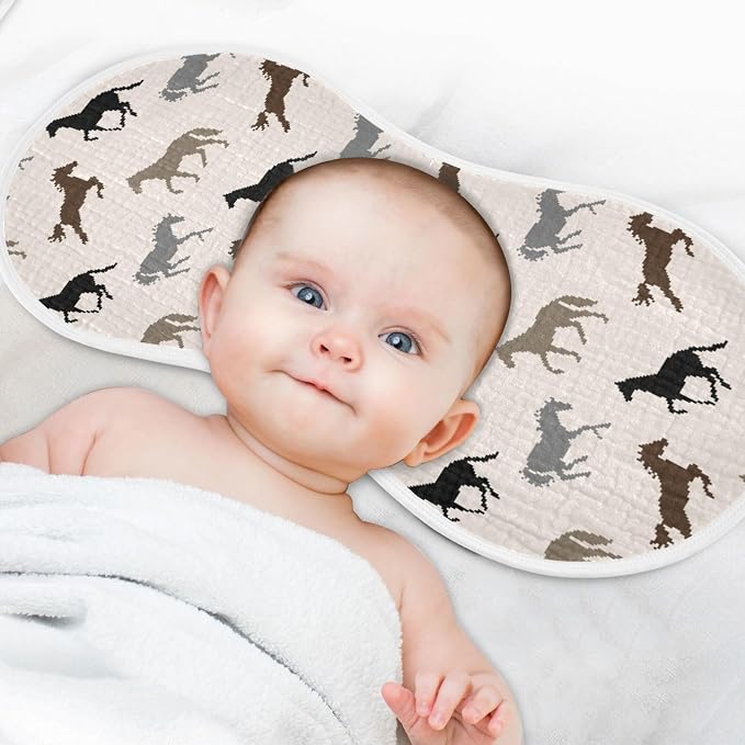 vvfelixl Baby Burp Cloths Pixel Horse Baby Newborn Cotton Burping Cloths Set Baby Washcloths 4 Pack