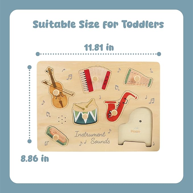 Freniland Musical Instruments Sound Puzzle for Toddlers, Wooden Music Sound Puzzle, Montessori Educational Toy for 18M+