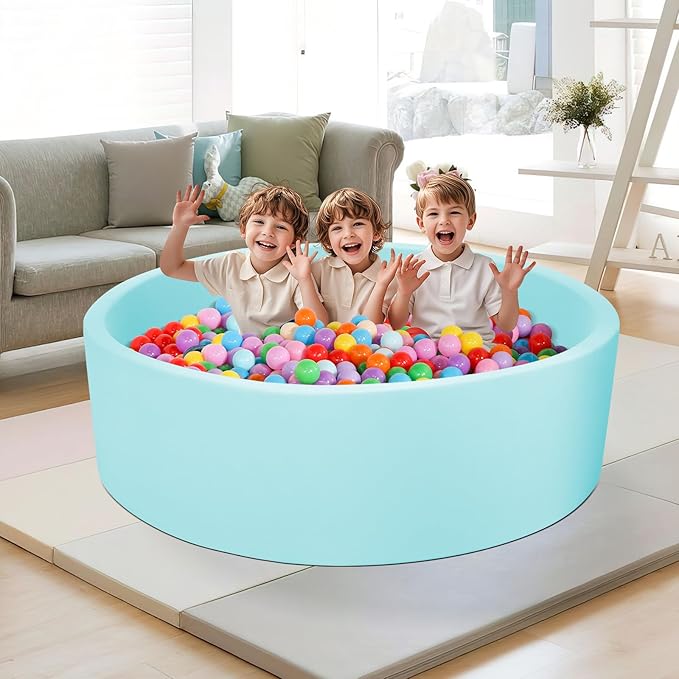 Foam Ball Pit for Kid, Kids Soft Ball Pit,Kiddie Balls PoolIdeal Gift Toys for Children, 47 Inch,Blue