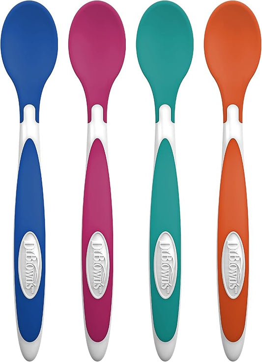 Dr. Brown's Designed to Nourish TempCheck Spoons, 4-Pack, Blue