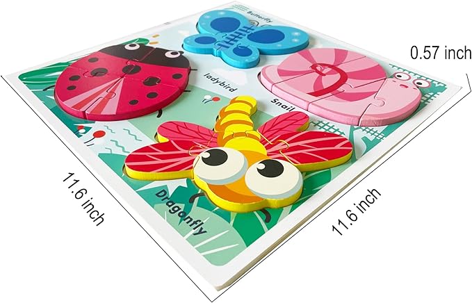 Wooden Chunky Jigsaw Puzzles for 18-24 Months Baby Toddlers Girls Boys Jumbo Base Puzzle Ages1-3 Popular Gifts for Toddler 1+ Year Old