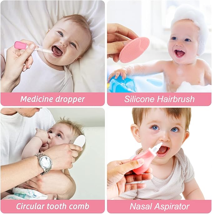 Baby Healthcare and Grooming Kit for Newborn Kids, 31PCS Upgraded Safety Baby Care Kit, Newborn Nursery Health Care Set, Baby Care Products (Pink（31PCS)