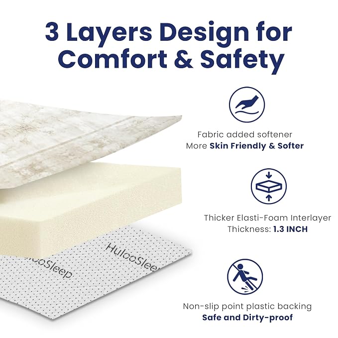 Huloo Sleep Baby Play Mat for Floor - 79x118 Inches 1.3" Thick Elasti-Foam Playpen Mat for Toddlers Infant Kids, Water-Repellent Nursery Rug, Non-Slip Backing for Crawling & Tummy Time, Vintage Beige