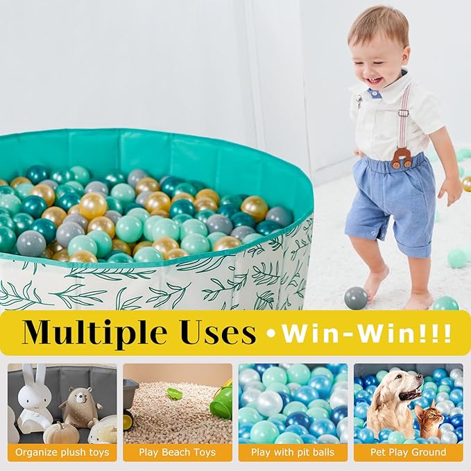 40Inch Kids Ball Pit, Foldable & Portable & Reusable Balls Pool for Toddlers,Playpen/Fence for Baby, Play Pool for Dog, Indoor & Outdoor Use, Oversized