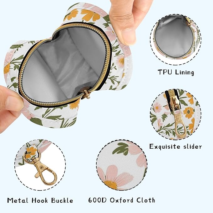 OTVEE Daisy Floral Flower Pacifier Case Cute Little Portable Pacifier Storage with TPU Lining