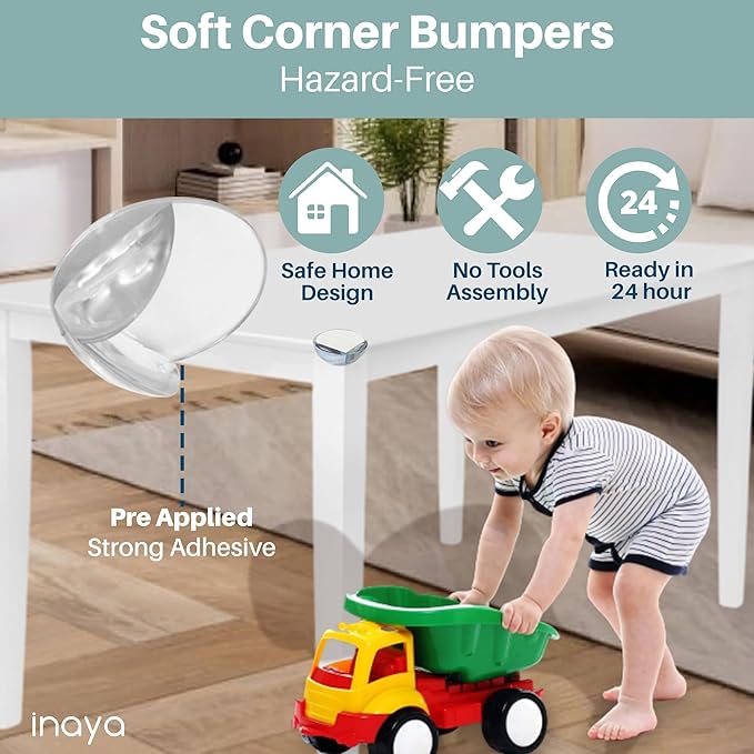 Inaya Complete Baby Proofing Kit - Child Safety Hidden Locks for Cabinets & Drawers, Adjustable Safety Latches, Corner Guards and Outlet Covers - Baby Proof Pack to Keep Your Child Safe at Home