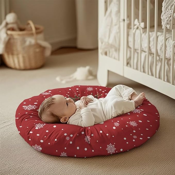 Christmas Cat Boy Girl Gender Neutral Nursing Pillow Cover Baby Breastfeeding Slipcover Infant Newborn Nursery Bottle Pillowcase Feeding Cushion Cover (Pillow NOT Included)