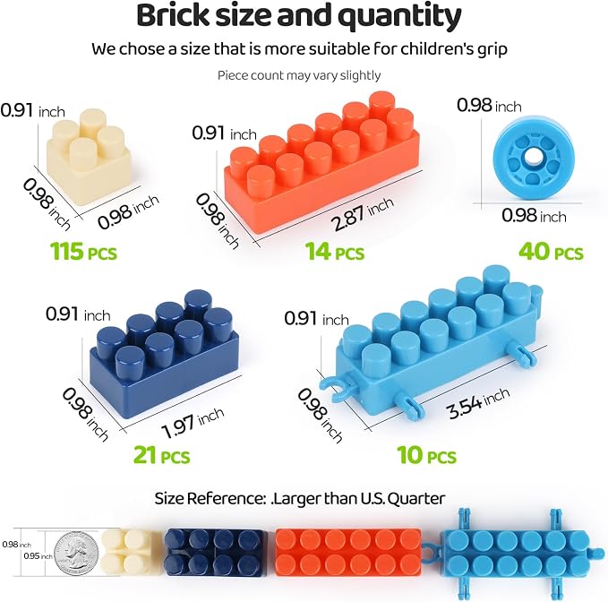 2026 Latest 200 PCS Morandi Building Blocks for Toddlers Ages 3+, Big Bricks Set with Baseplate, STEM Educational Toys for Kids, Compatible Style 200psc+1board Morandi