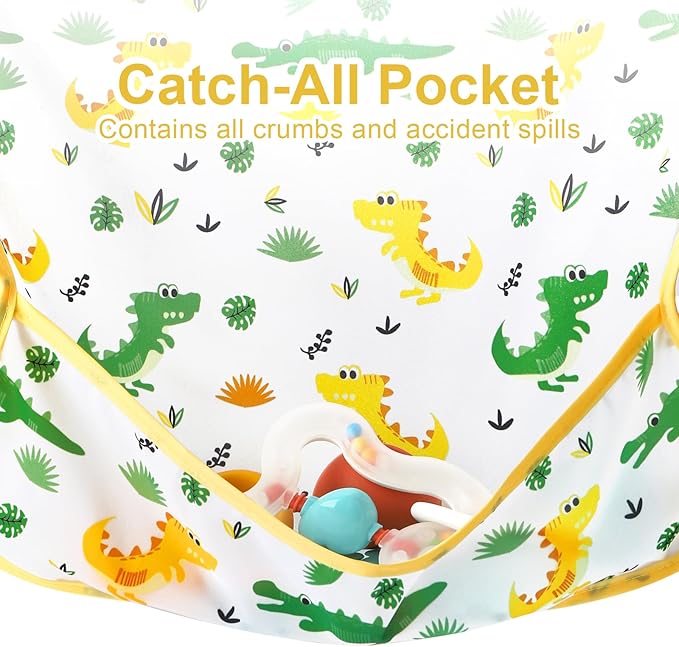 Accmor 5 Pack Long Sleeve Bibs, Baby Smock Waterproof Sleeved Bib Smock for Baby Toddler 6-36 Months