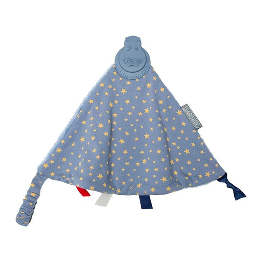 Cheeky Chompers Comfortchew | Baby Lovey with Silicone Teether & Sensory Tags | Soft Fleece Material, Attachable Loop, Machine Washable | (Midnight Stars)