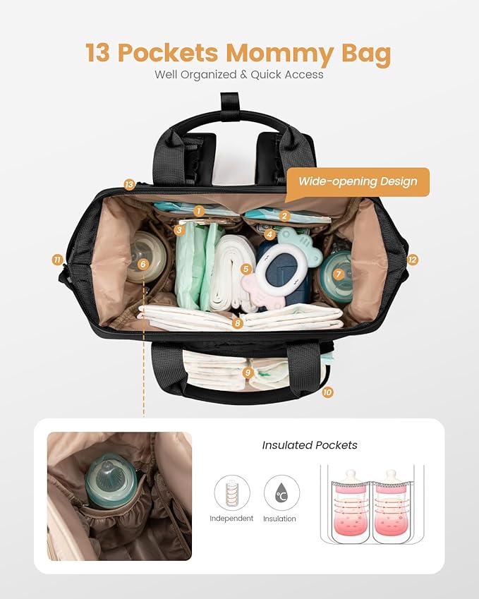 LOVEVOOK Small Diaper Bag Backpack, Mini Baby Bag for Girl Boy with Changing Pad, Diaper Backpack for Mom Dad with Stroller Buckles