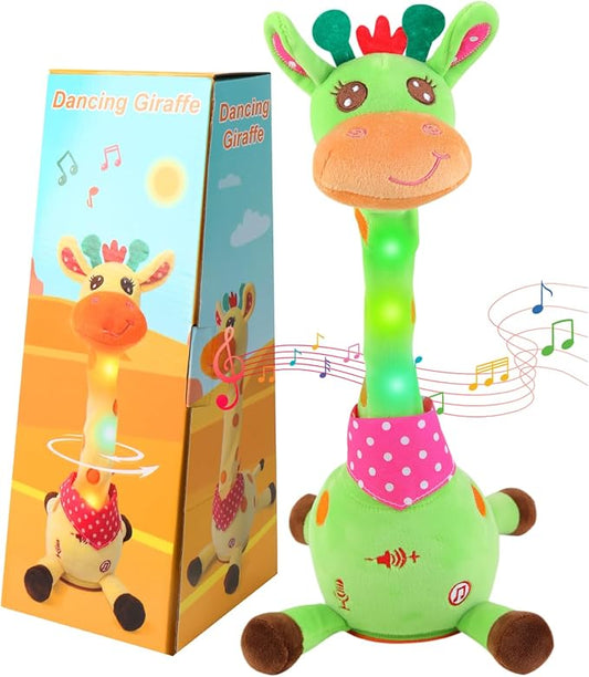 Dancing Giraffe Musical Plush Toy, Recording & Repeating Talking Giraffe Baby Toy for 6??2 Months, Interactive Singing Stuffed Animal, Birthday Gift for Grandkids Infants Toddlers(Green)